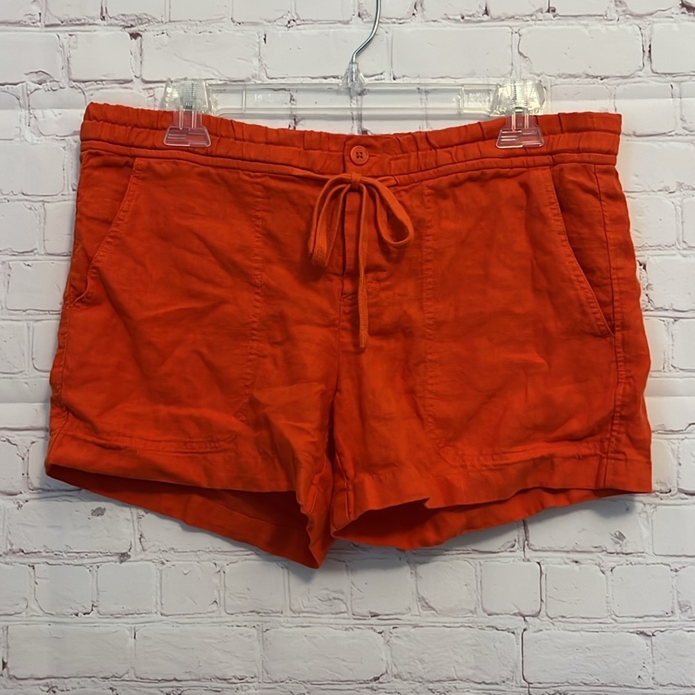 Vince Casual Orange Linen Shorts